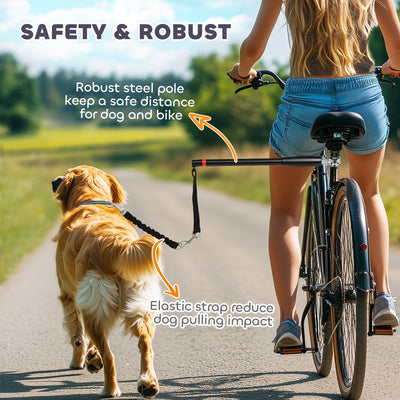 PawHut Dog Lead for Bicycle, Dog Leash for Cycling, Training, Jogging, Black 