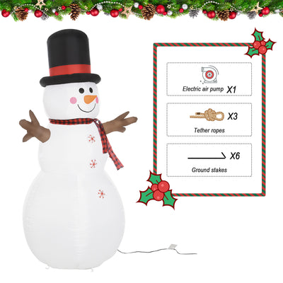 HOMCOM 6ft Giant Inflatable Snowman Christmas Decoration w/ LED Lights Accessories Cute Family Fun Seasonal Outdoor Indoor 