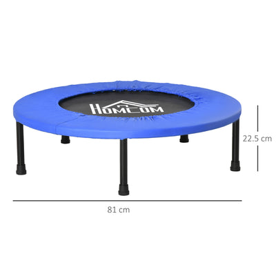 HOMCOM 32" Mini Fitness Trampoline Home Gym Yoga Exercise Rebounder Indoor Outdoor Jumper with Safety Pad, Support Up to 100 KG, Blue and Black 