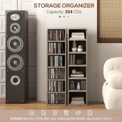 HOMCOM Set of Two 102 CD Storage Units - Dark Wood-Effect 