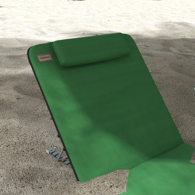 Outsunny Set of Two Metal Frame Beach Chairs, with Reclining Backs - Green 