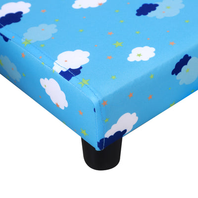 HOMCOM Toddler Chair Children's Armchairs Wood Frame w/ Footrest Anti-Slip Legs High Back Arms for Bedroom Playroom Cute Cloud Star Blue 