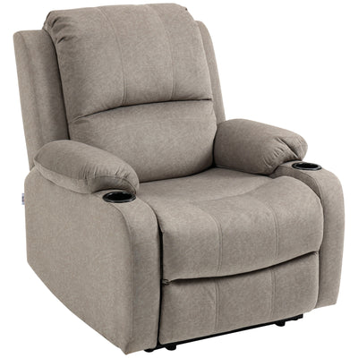 HOMCOM Recliner Chair, Microfibre Reclining Chair with Adjustable Leg Rest, Cup Holders, Recliner Armchair for Home Living Room, Brown 