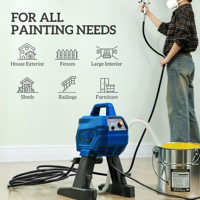HOMCOM Airless Paint Sprayer, Thinning-Free Electric Paint Spray Gun for Walls, Fences & DIY Projects, Dark Blue 