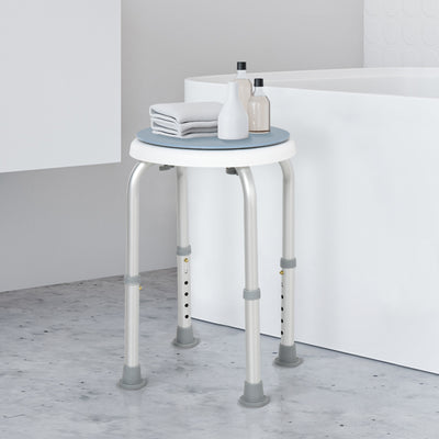 HOMCOM 360° Swivel Shower Chair, Height Adjustable Aluminium Shower Stool with Non-Slip Feet for Disabled, Elderly, Blue 