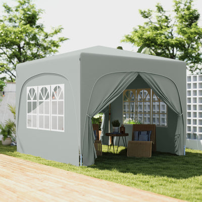 Outsunny 3 x 3m Pop-Up Gazebo Shelter, with Accessories - Light Grey 