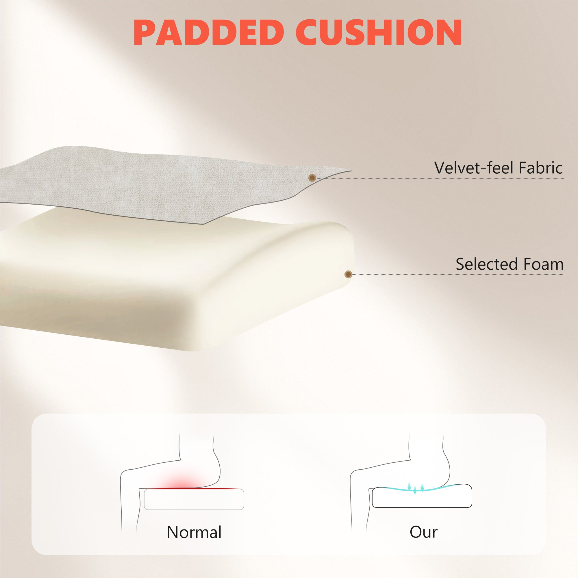 HOMCOM Office Chair with 6-point Vibration Massage and Heat, Fabric Desk Chair with Footrest, High Back, Cream White 
