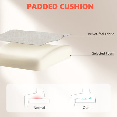 HOMCOM Office Chair with 6-point Vibration Massage and Heat, Fabric Desk Chair with Footrest, High Back, Cream White 