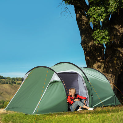 Outsunny Three-Man, Two-Room Tent - Green 