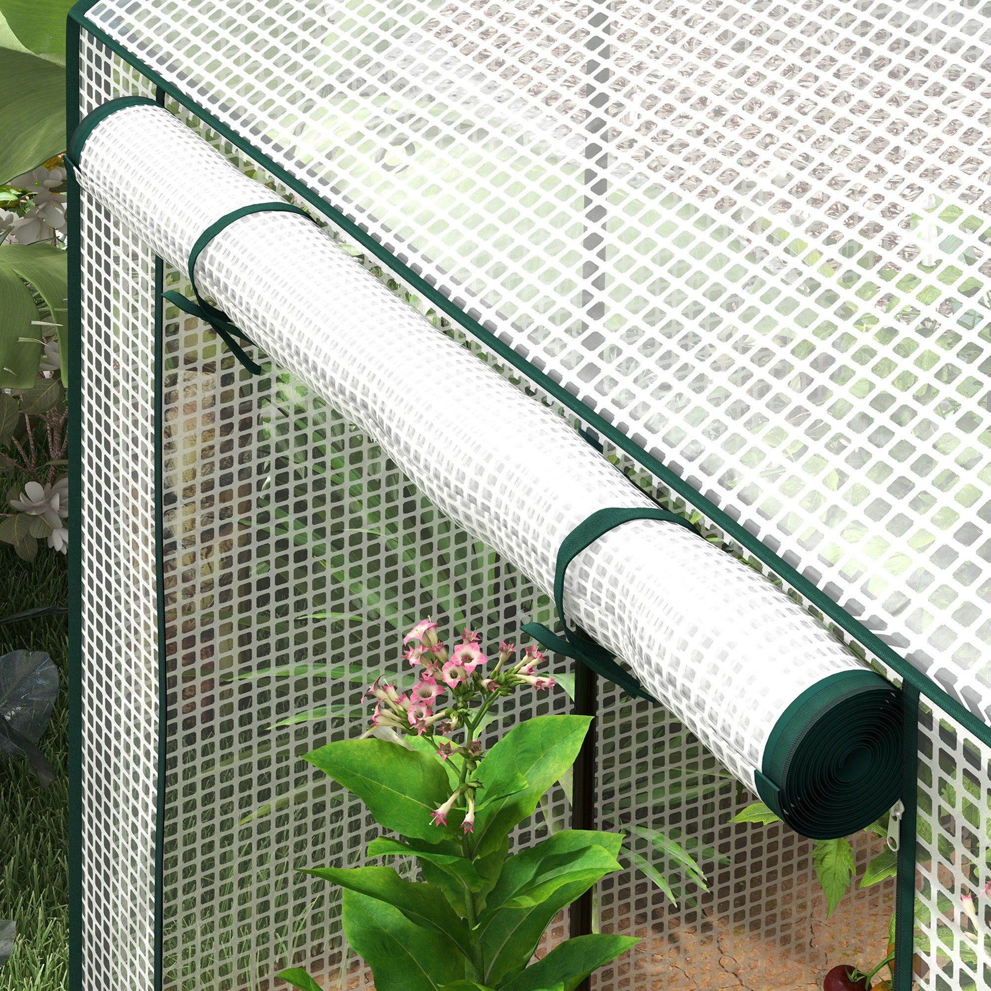 Outsunny Green House, Mini Greenhouse with 2 Roll-up Doors, Vent Holes and Reinforced Cover, 100 x 80 x 150cm 