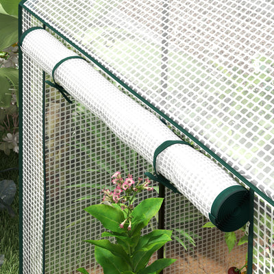 Outsunny Green House, Mini Greenhouse with 2 Roll-up Doors, Vent Holes and Reinforced Cover, 100 x 80 x 150cm 