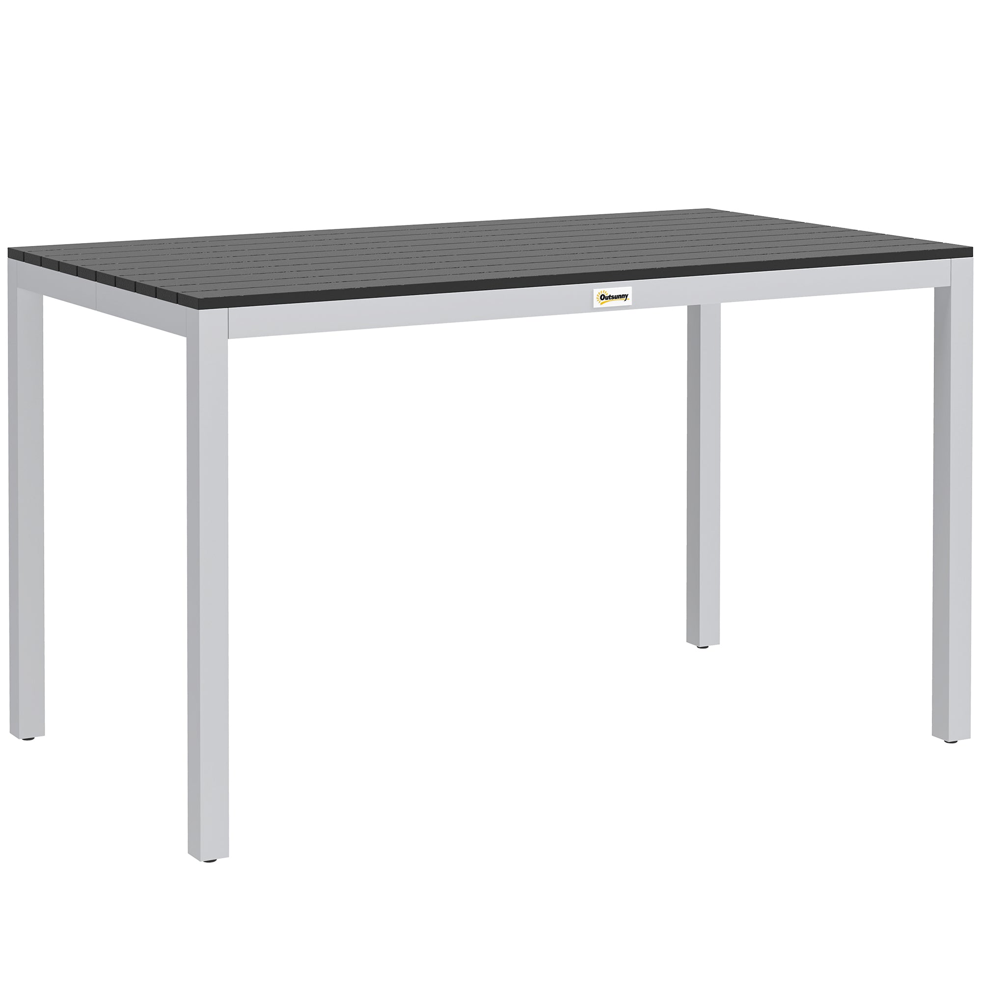 Outsunny Garden Table for 4-6, 120 x 70 cm Outdoor Dining Table with Rust-Resistant Aluminium Frame, Easy Maintenance Slatted Top, for Patio, Terrace, Balcony, Black