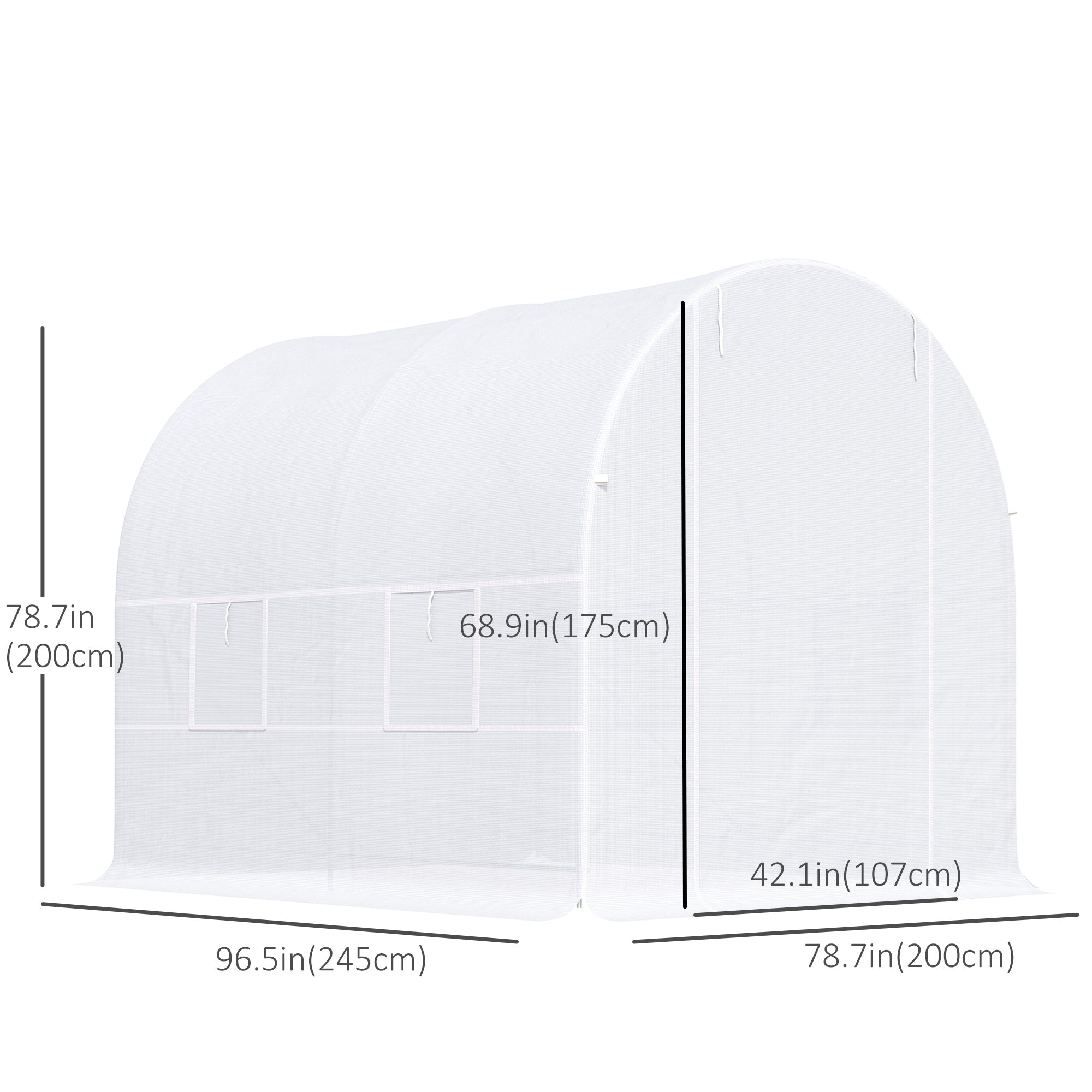 Outsunny 2.5 x 2 x 2 m Polytunnel Greenhouse, Walk-in Green House for Garden with Mesh Windows, Galvanised Steel Frame, White 