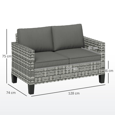 Outsunny Two-Seater Rattan Outdoor Sofa - Light Grey 