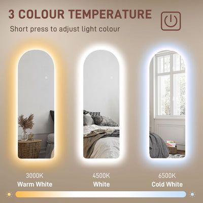 HOMCOM 120 x 40cm Arch Mirror, with LED Lights 