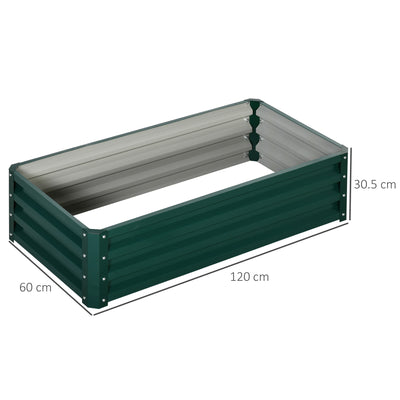 Outsunny Set of 2 Raised Beds for Garden, Galvanised Outdoor Planters for Herbs Vegetables, Use for Patio Balcony, Green 