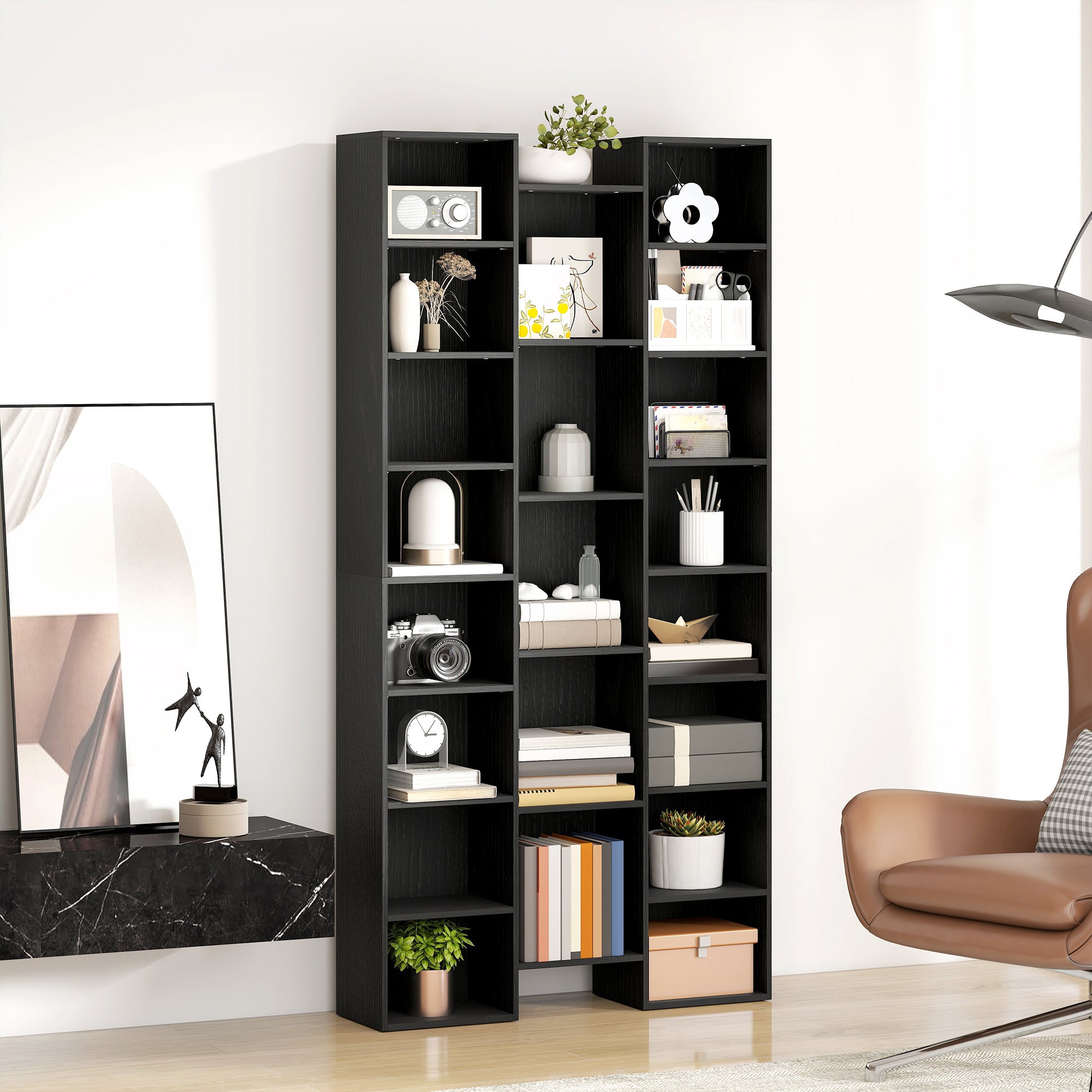 HOMCOM 21-Compartment Bookshelf - Black 