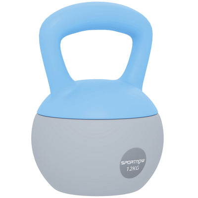 SPORTNOW 12KG Soft Kettlebell, Kettlebell with Non-Slip Handle for Home Gym, Weight Lifting, Strength Training, Light Blue/Grey 