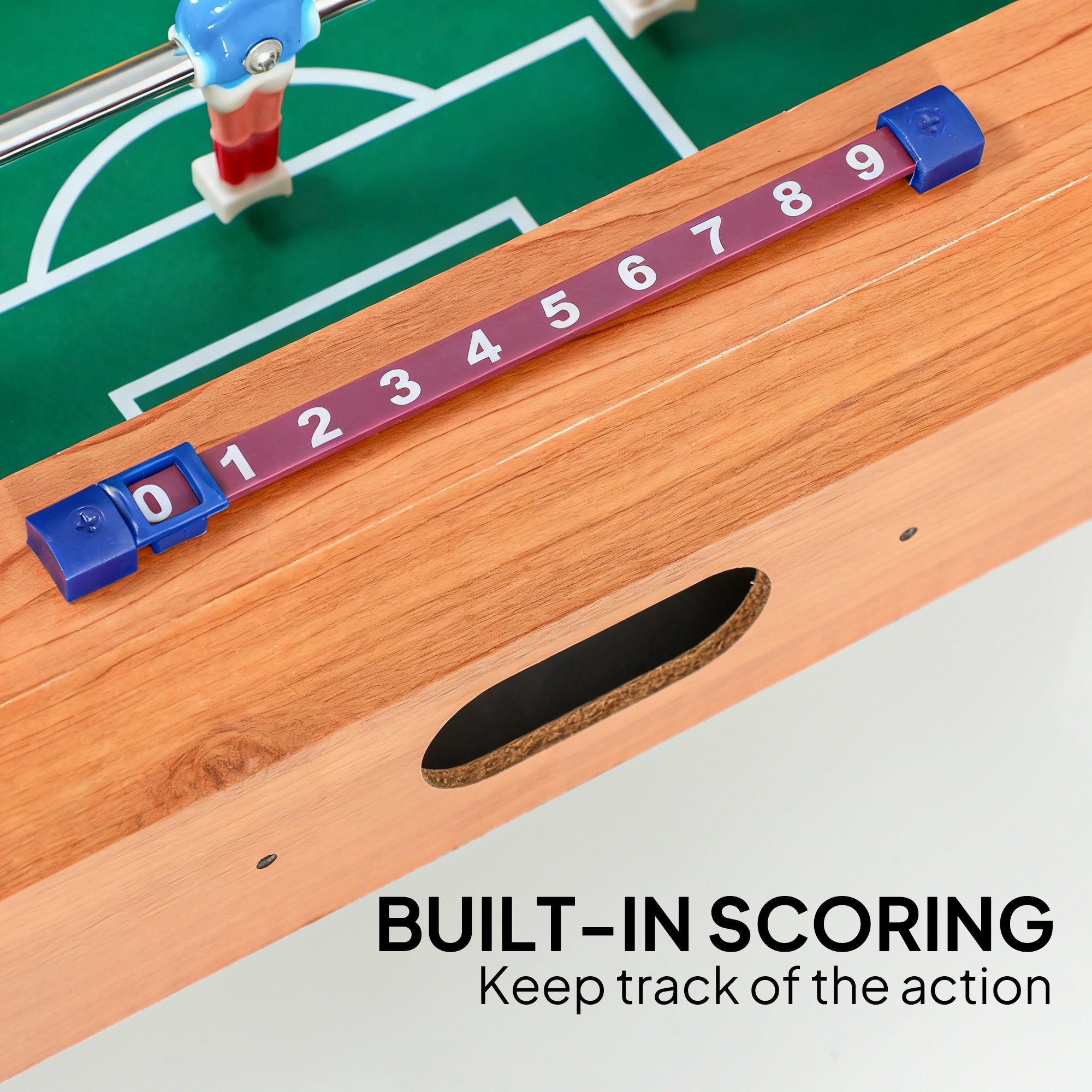 SPORTNOW 20 in Table-top Football Table with Stainless Steel Rods, Compact Foosball Table for Kids and Adults, All-Inclusive Foosball Game Set for Indoor, Nature Wood Finish 
