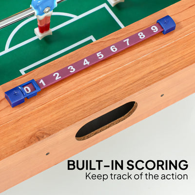 SPORTNOW 20 in Table-top Football Table with Stainless Steel Rods, Compact Foosball Table for Kids and Adults, All-Inclusive Foosball Game Set for Indoor, Nature Wood Finish 