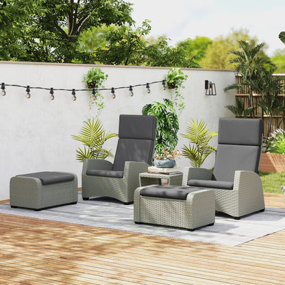 Outsunny 5-Piece Rattan Garden Furniture Set with Cushions - Charcoal Grey 