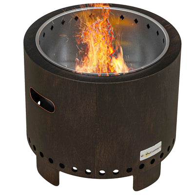 Outsunny Metal Wood-burning Smokeless Fire Pit, Black 