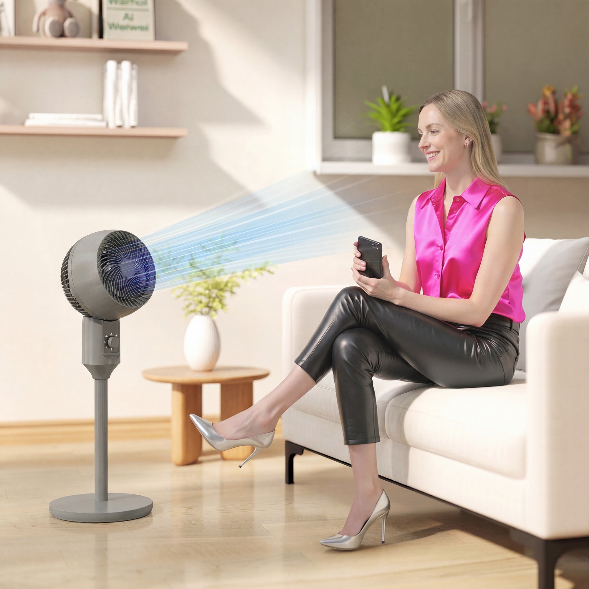 HOMCOM Air Circulator Fan Pedestal Cooling Fan with 3 Speed and Carry Handle, 9 Inch, Grey 