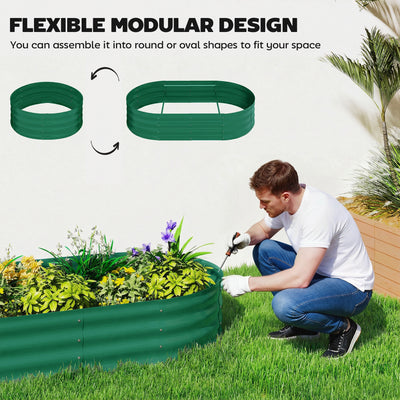 Outsunny Galvanised Raised Garden Bed with Arched Trellis, 5 x 3 x 6ft Metal Raised Bed for Garden with Open Bottom, Green 