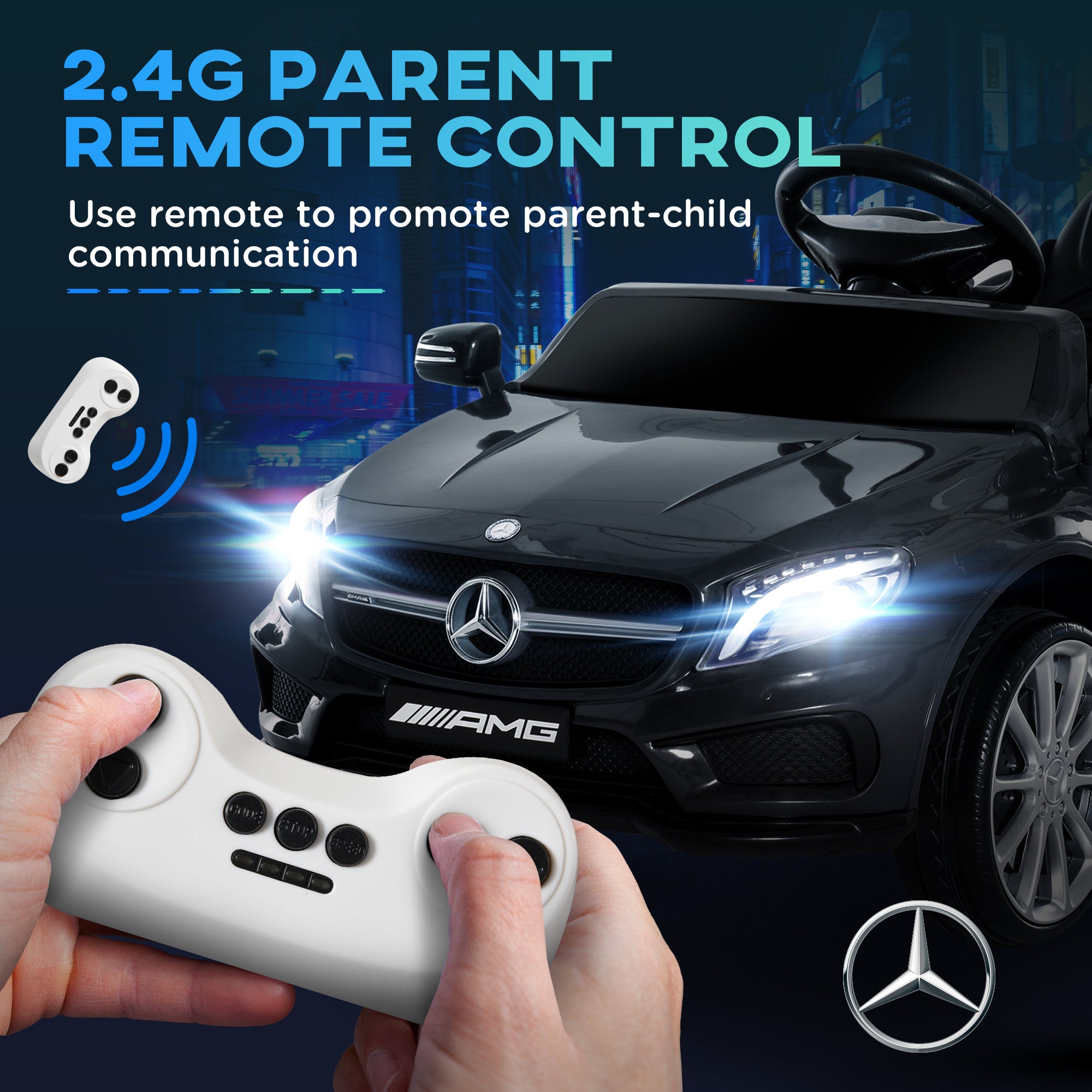 HOMCOM Mercedes Benz GLA Licensed 6V Kids Electric Ride On Car Toy with Remote Control Music Headlight for 3 Years Old Black 