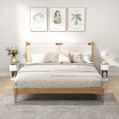 HOMCOM Set of Two Modern Storage Bedside Tables - White 