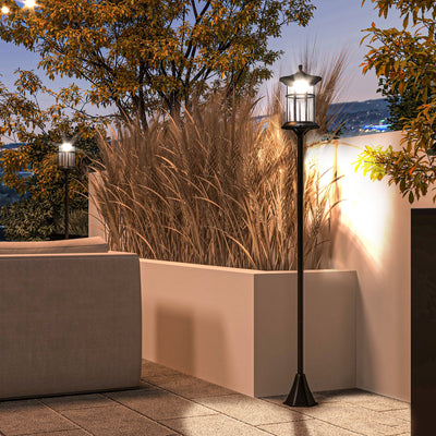 Outsunny Set of Two 1.8m Traditional Style Solar Lamp Posts - Black 