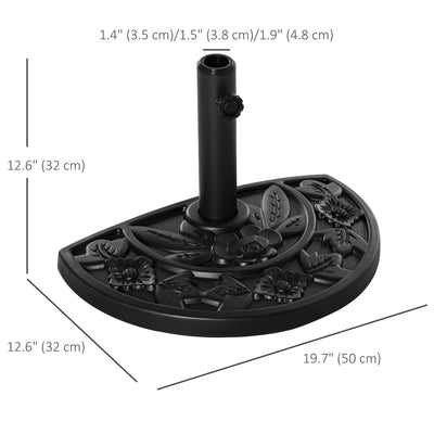 Outsunny 9kg Cement Concrete Half Round Parasol Base Umbrella Stand Garden Outdoor Accessories - Adjustable Coupler Suitable Umbrella Rod: Φ3.5cm, Φ3.8cm, Φ4.8cm 