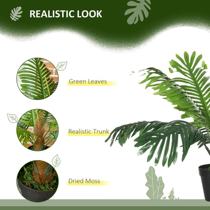 Outsunny 2 Pack 60cm Artificial Palm Tree Decorative Plant with Nursery Pot, Fake Tropical Tree for Indoor Outdoor D\'c3\'a9cor