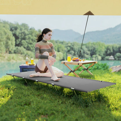 Outsunny Lightweight Camping Bed, Aluminium Portable Camp Cot w/ Strong Support 150kg and Carry Bag for Camping, Dark Grey 