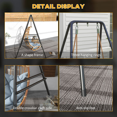 Outsunny Hammock Chair Stand, Hanging Heavy Duty Metal Frame Hammock Stand for Hanging Hammock Air Porch Swing Chair, Egg Chair, Black 