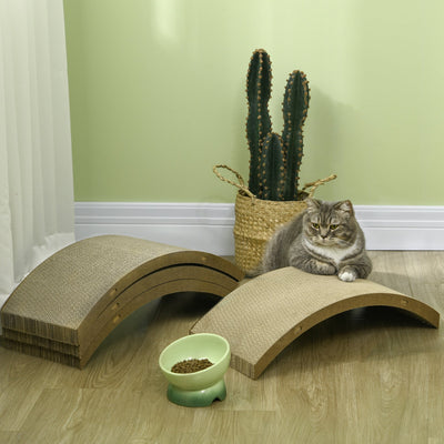 PawHut Four-Piece Cat Scratching Board, Cat Treadmill Replacement, 55 x 26cm - Brown 