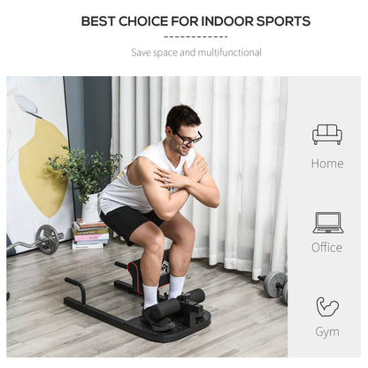 HOMCOM Squat Machine with Push Up Stand, Padded Hip Thrust Bench with Adjustable Cushion for Home Gym Work Out, Black 