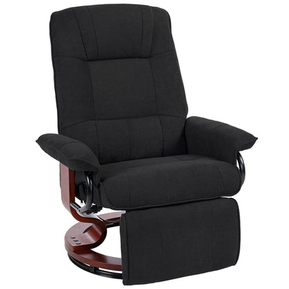 HOMCOM Reclining Swivel Chair, with Footrest - Black