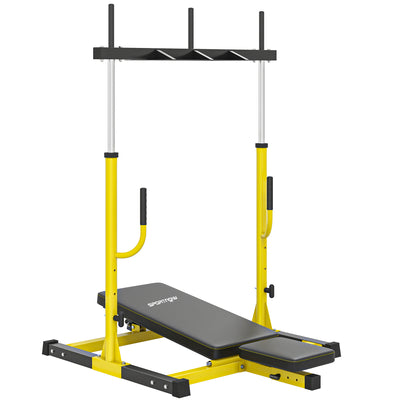 SPORTNOW Vertical Leg Press Machine with Adjustable Leg, Back and Head Positions, 1" Standard Plate Compatible, Yellow 