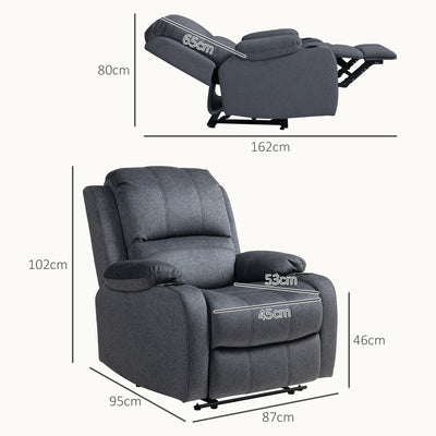 HOMCOM Microfibre Manual Reclining Armchair, with Footrest - Black 