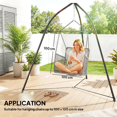 Outsunny Hammock Stand for Hanging Chair Adjustable Height Tripod Hammock Chair Stand Only with Chain, 150 kg Capacity, Black 
