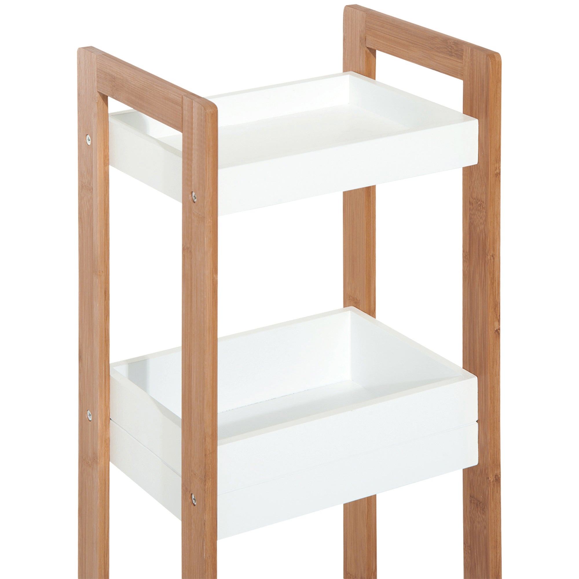 HOMCOM 3-Tier Bathroom Rack Storage Shelf Bamboo Organiser Shower Tower for Narrow Place 