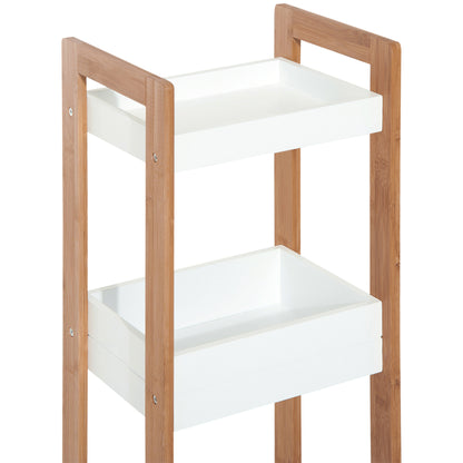 HOMCOM 3-Tier Bathroom Rack Storage Shelf Bamboo Organiser Shower Tower for Narrow Place 