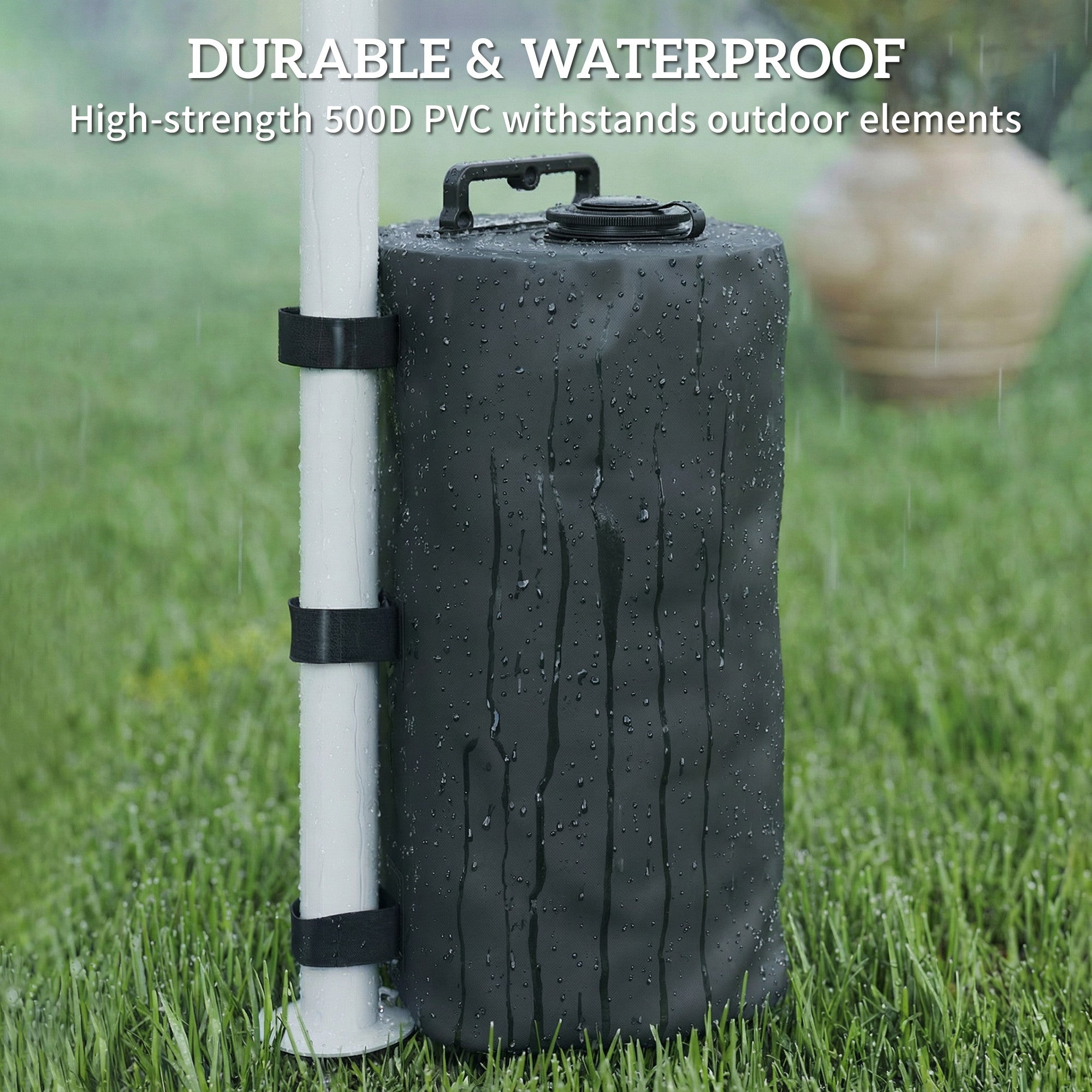 Outsunny Set of 4 Gazebo Weights Sand Bags, Gazebo Water Weights Bags with Carry Handles for Garden Marquee, Parasol, Black 