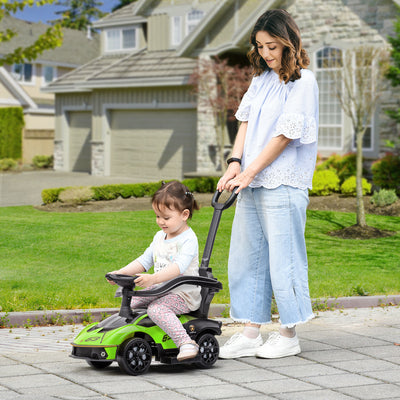 AIYAPLAY Kids 2-In-1 Lamborghini Ride-On and Stroller, with Horn - Green 