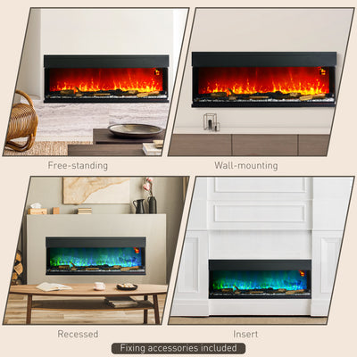 HOMCOM 1800W 15-40\'e2\'84\'83 Adjustable Flame Glass Panel Convector Heater, 127cm 