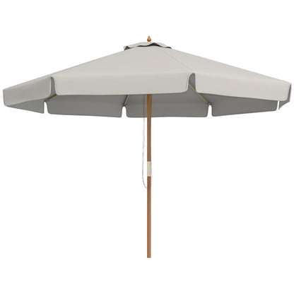 Outsunny 3.3(m) Garden Parasol Umbrella, Outdoor Sun Shade Canopy with 8 Bamboo Ribs, Ruffles and Wood Pole, Grey