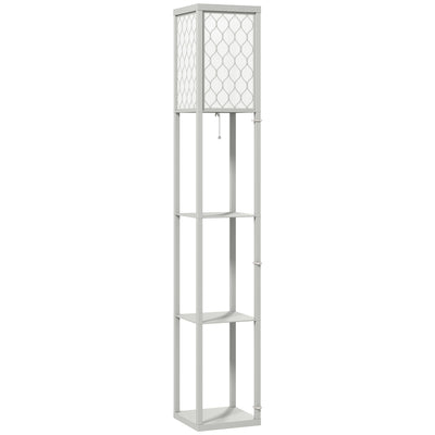 HOMCOM Three-Shelf Standing Lamp - Grey/White 