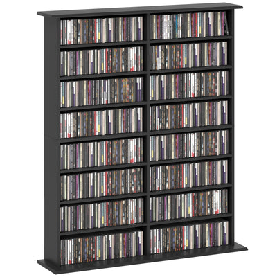 HOMCOM 16-Compartment Media Shelf - Black 