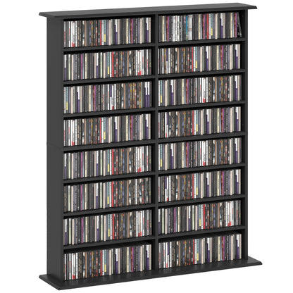 HOMCOM 16-Compartment Media Shelf - Black